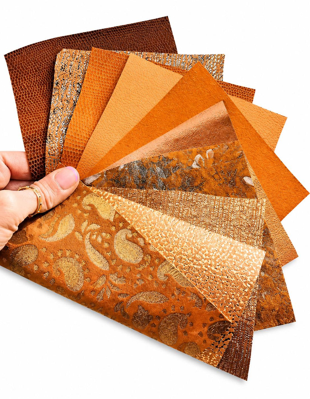 Warm Tone Leather Scraps, Orange Rust and Terracotta Leather Offcuts, Small Craft Leather Pieces RT202 La Garzarara