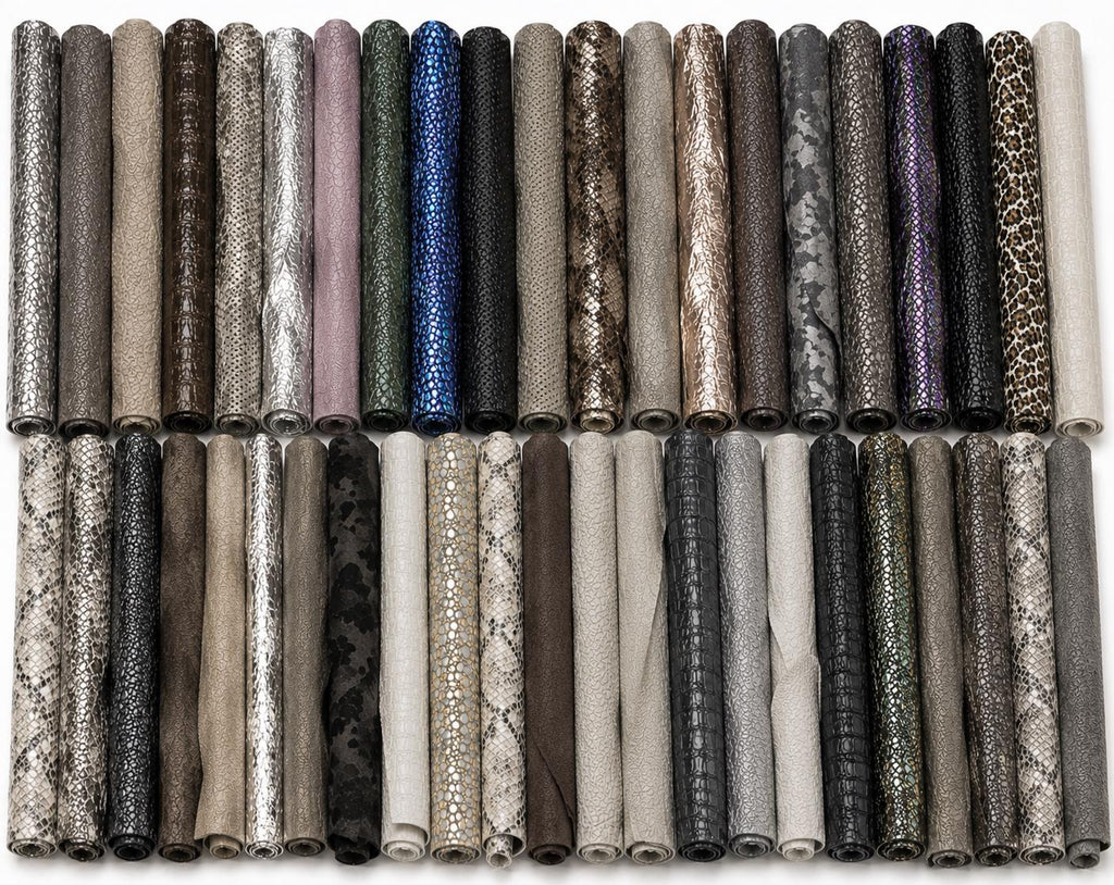 Leather STOCK deal, 50 leather full hides - RANDOM selection - mix of colors, textured, metallics, distressed and solid colors B188