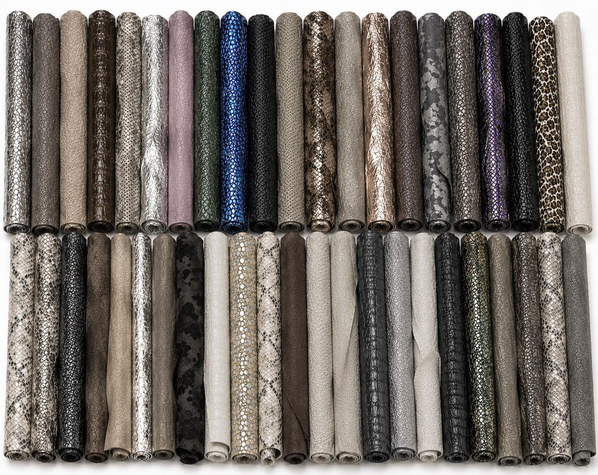 Leather STOCK deal, 50 leather full hides - RANDOM selection - mix of colors, textured, metallics, distressed and solid colors B188