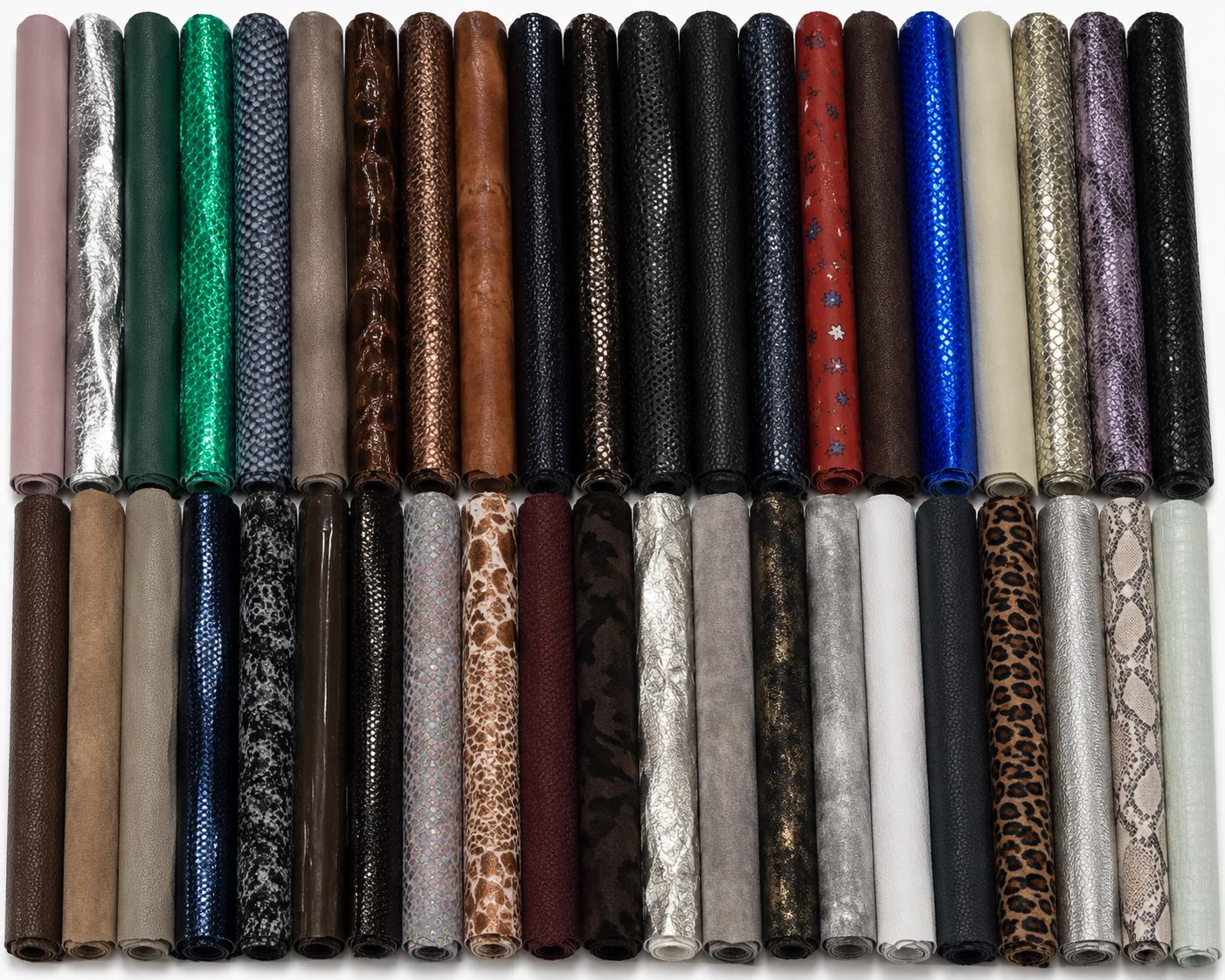 Leather STOCK deal, 50 leather full hides - RANDOM selection - mix of colors, textured, metallics, distressed and solid colors B188