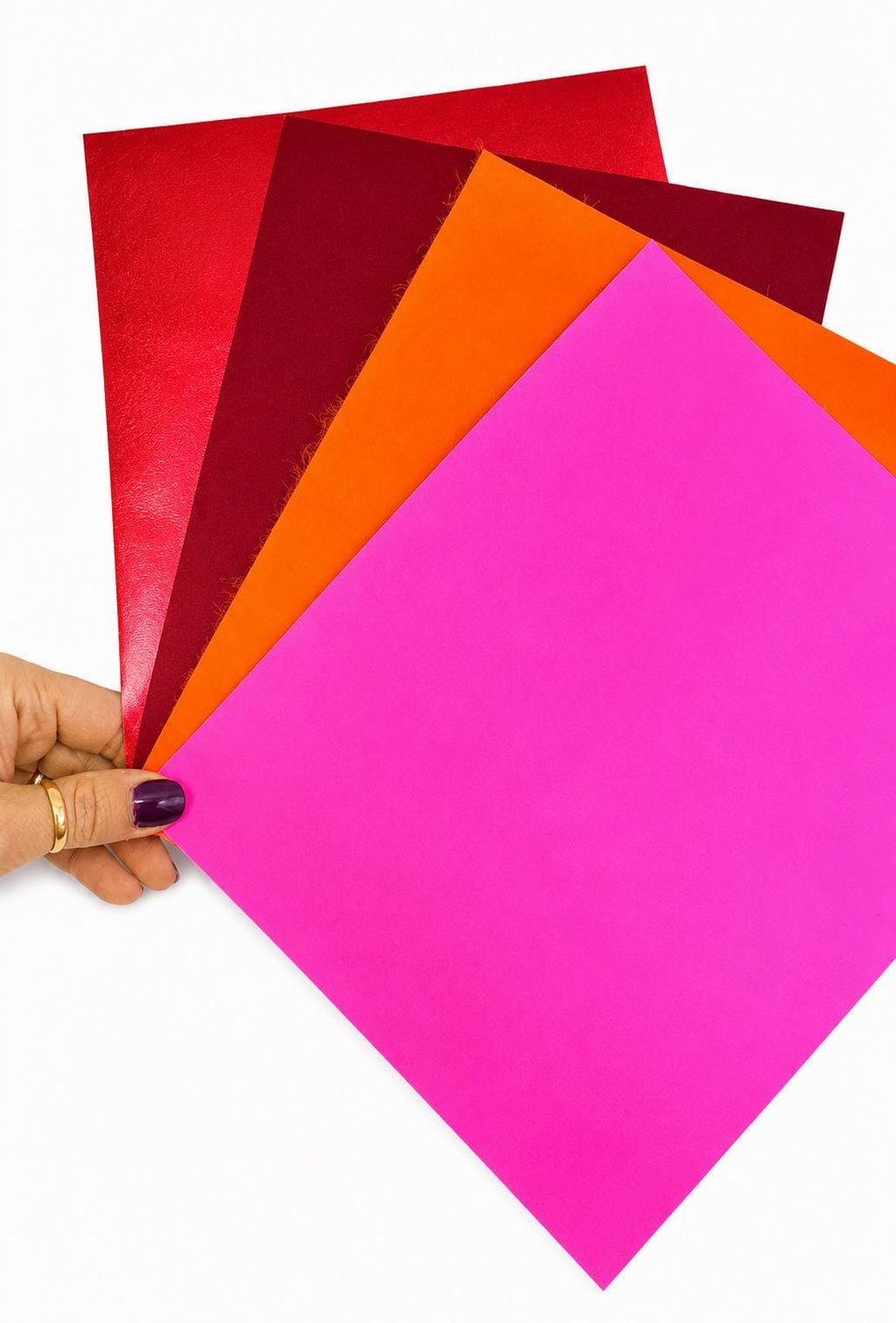 Bold Color Leather Scraps, Hot Pink Orange and Red Offcuts, Leather Pieces for Earrings and DIY 8x10" / 20x25 cm RT312 La Garzarara