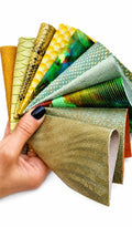 Green Yellow Leather Scraps, Gold Reptile Offcuts, Metallic Snake Textured Pieces for Jewelry and Crafts R102