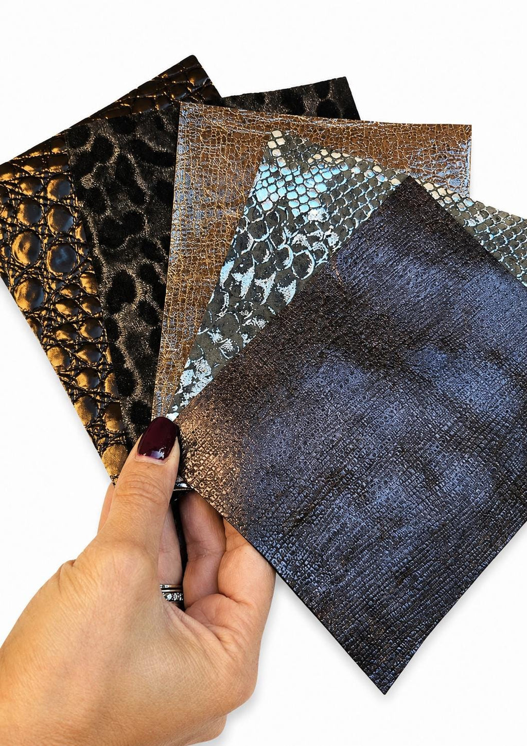 Bronze Chocolate Brown Leather Remnants, Exotic Reptile Scraps, Metallic Textured Pieces , Offcuts for leathercrafter RT240