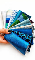 Turquoise Leather Offcuts, Blue Metallic Scraps, Snake Animal Print Pieces for DIY Jewelry R103