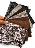 Leather Scraps for Jewelry and Crafts, Brown Bronze Reptile Offcuts, Metallic Textured Remnants RT34/B La Garzarara