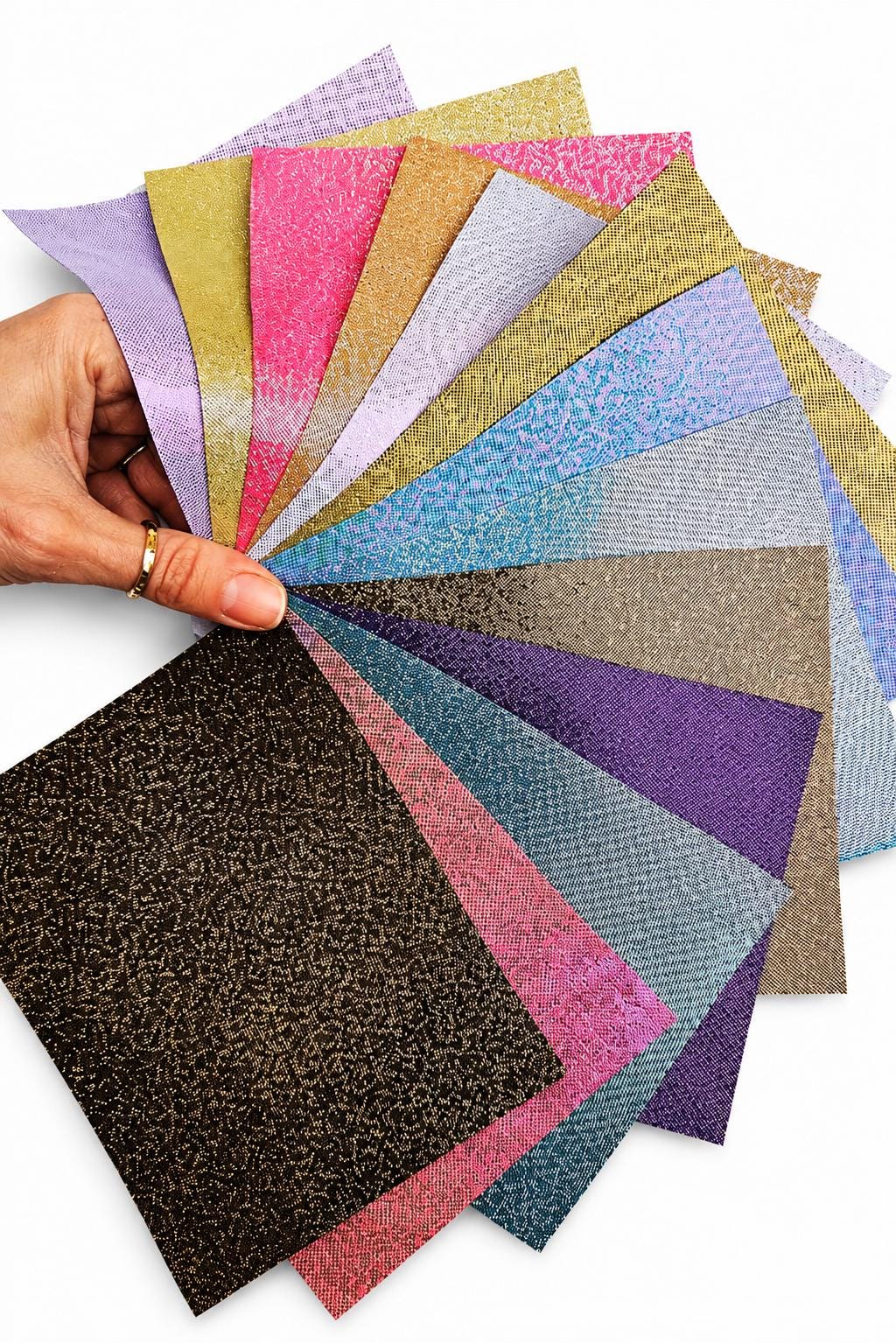 Color Palette Leather Scraps, Metallic Shimmer Remnants, Assorted Craft Pieces for Earrings and DIY6x5" / 15x12 cm RT262