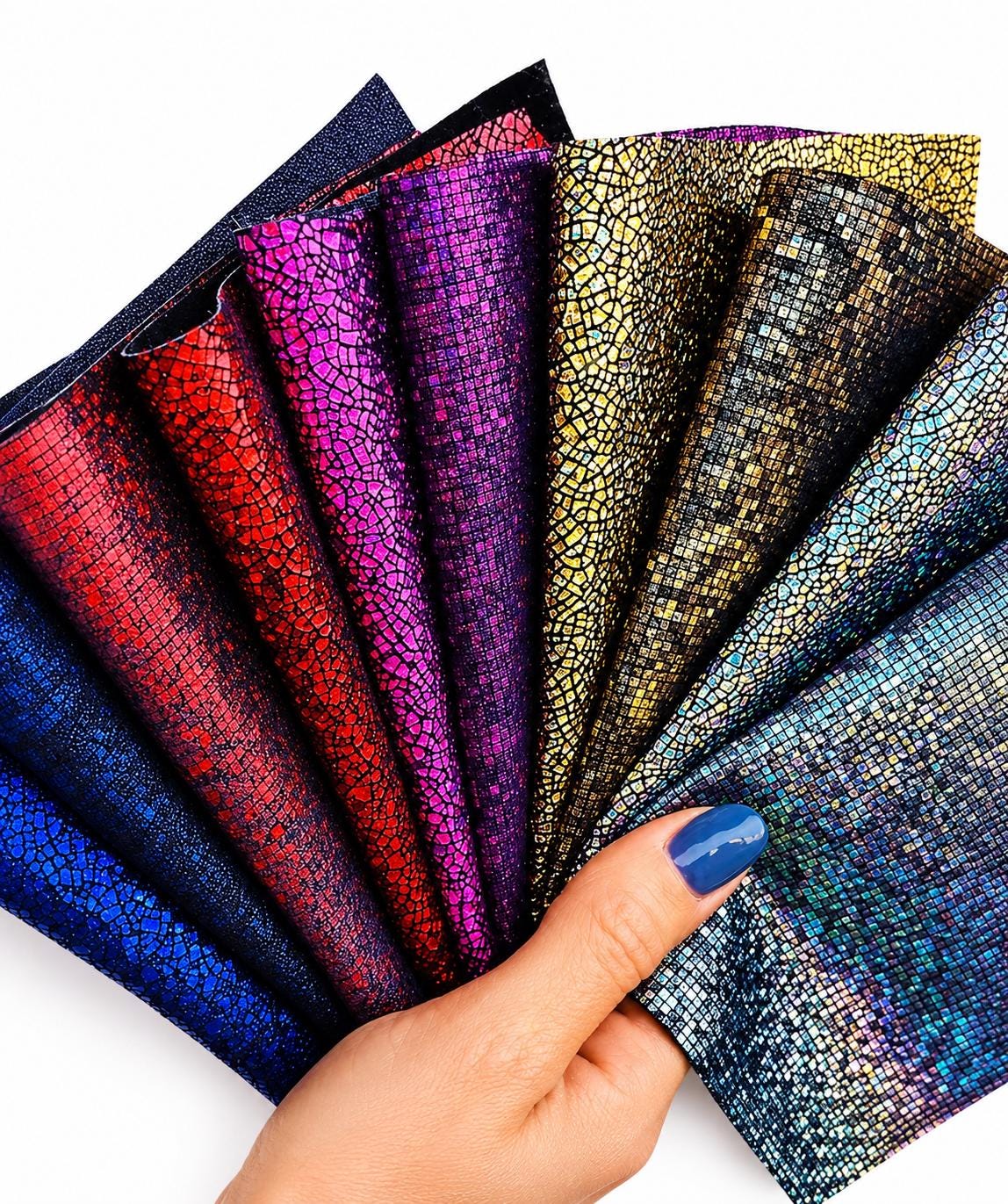 Holographic Leather Scraps, Iridescent Glitter Offcuts, Metallic Rainbow Pieces for Earrings and Crafts RT15/B La Garzarara