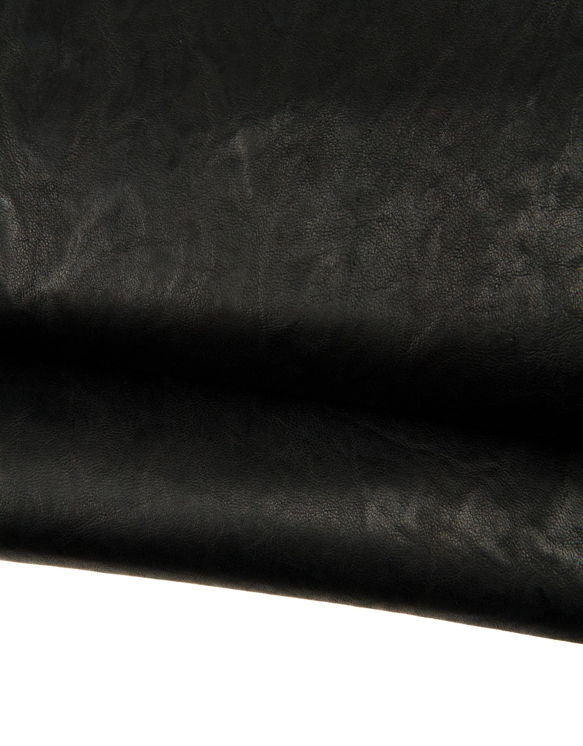 Black Washed Lambskin Leather Skin, softCrinkled lamb hide, vintege nappa leather for crafting B12695-TB La Garzarara