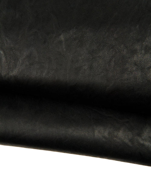 Black Washed Lambskin Leather Skin, softCrinkled lamb hide, vintege nappa leather for crafting B12695-TB La Garzarara
