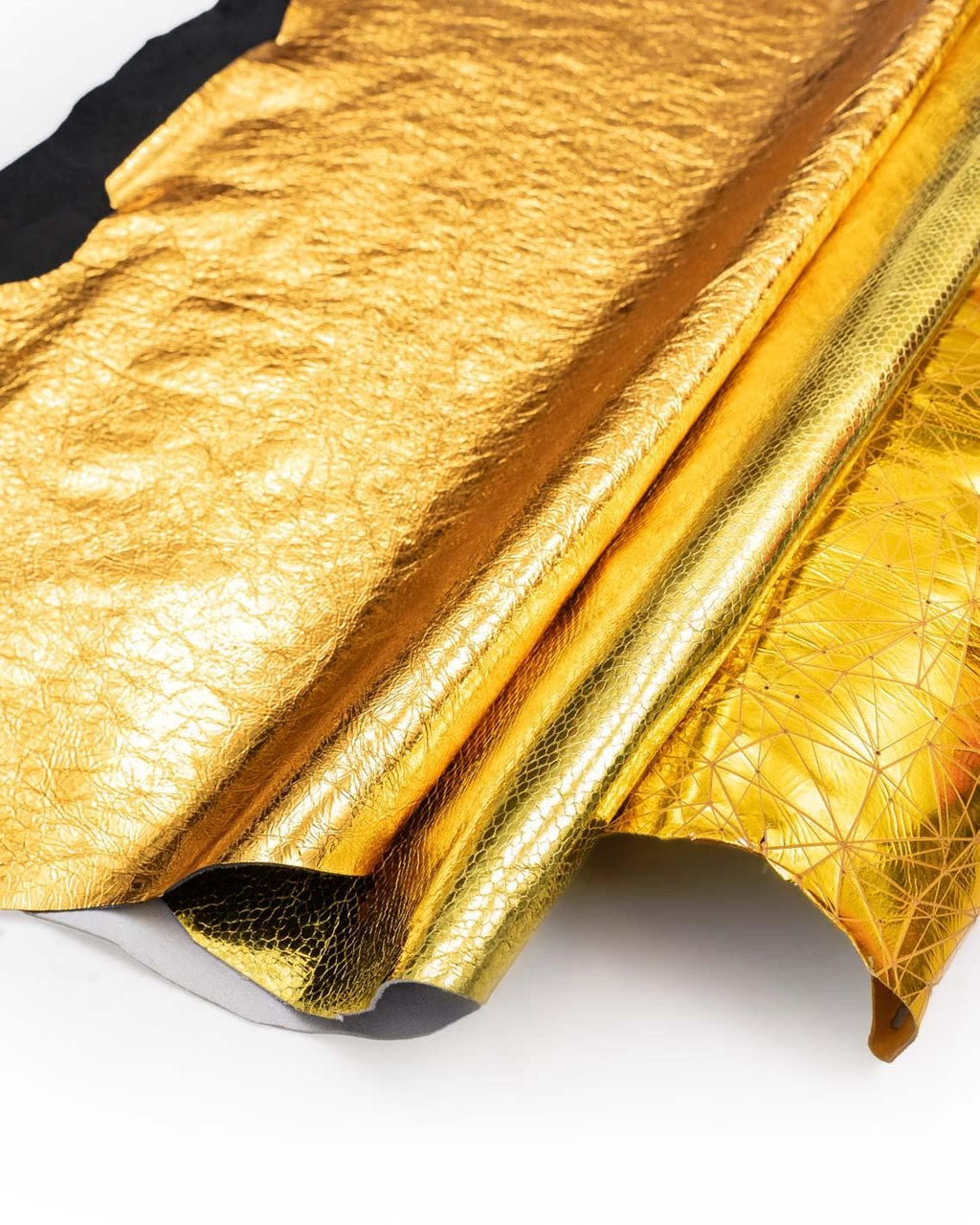 Bundle of 3 yellow GOLD leather skins, metallic embossed goatskins, soft materials assorted as per picture B18990-MT(st) La Garzarara