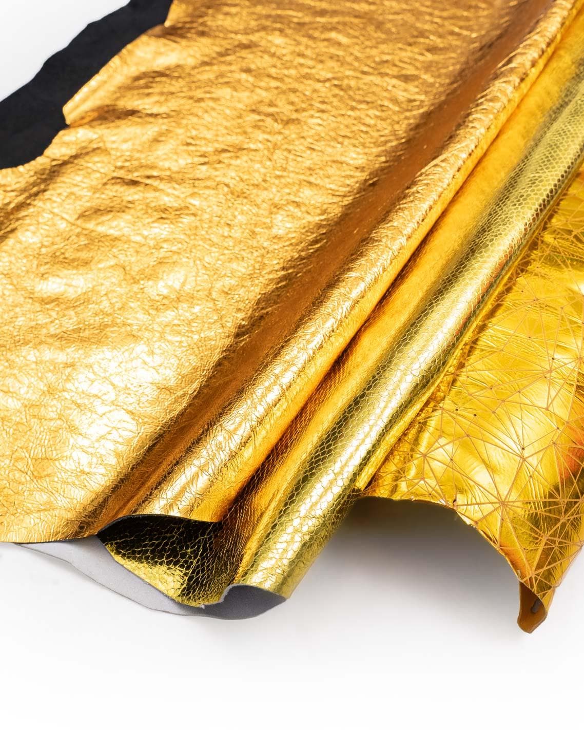 Bundle of 3 yellow GOLD leather skins, metallic embossed goatskins, soft materials assorted as per picture B18990-MT(st) La Garzarara