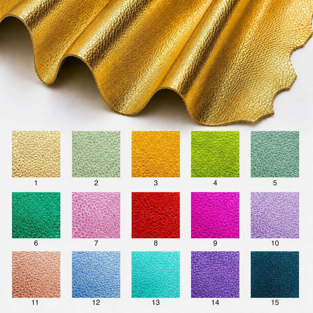 Bright metallic leather hides, colorful pebble goatskins, full hides available, soft laminated skins for DIY projects B19226-MT La Garzarara