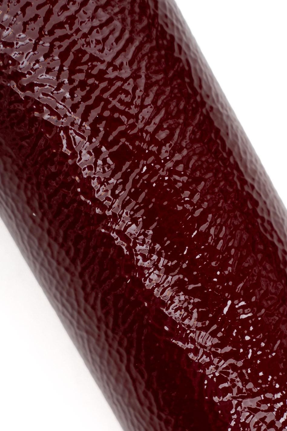 Burgundy NAPLACK leather hide, soft CRINKLED patent cowhide, glossy wrinkled calfskin for carfters B19610-TU La Garzarara