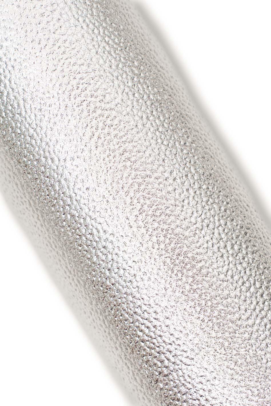 Silver TUMBLED leather hide, metallic EMBOSSED cowhide, tiny pebble grain printed calfskin for hobbyists B19657-MT La Garzarara