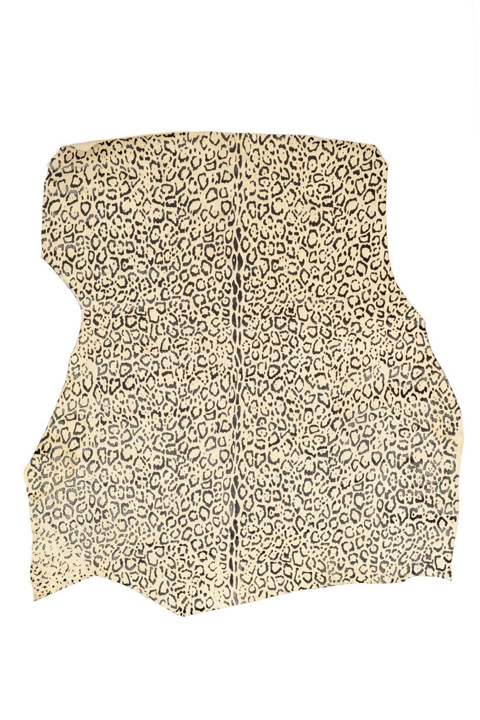 CHEETAH printed leather skin, black and white LEOPARD textured goatskin, top quality soft Italian material B19651-ST La Garzarara