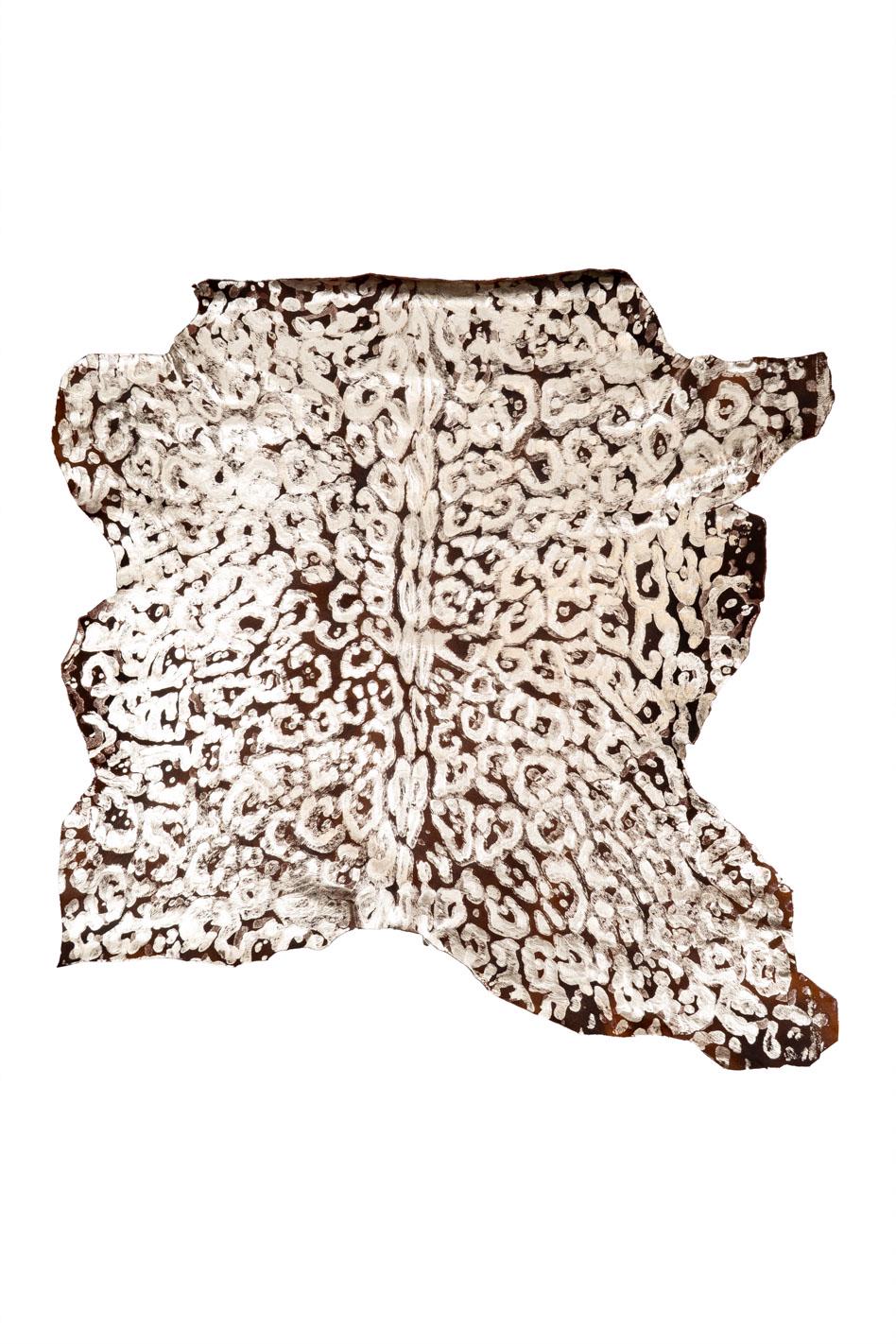 LEOPARD textured hair on leather hide, light gold animal print on brown PONY calfskin, soft hairy cowhide B19694-CV LaGarzarara