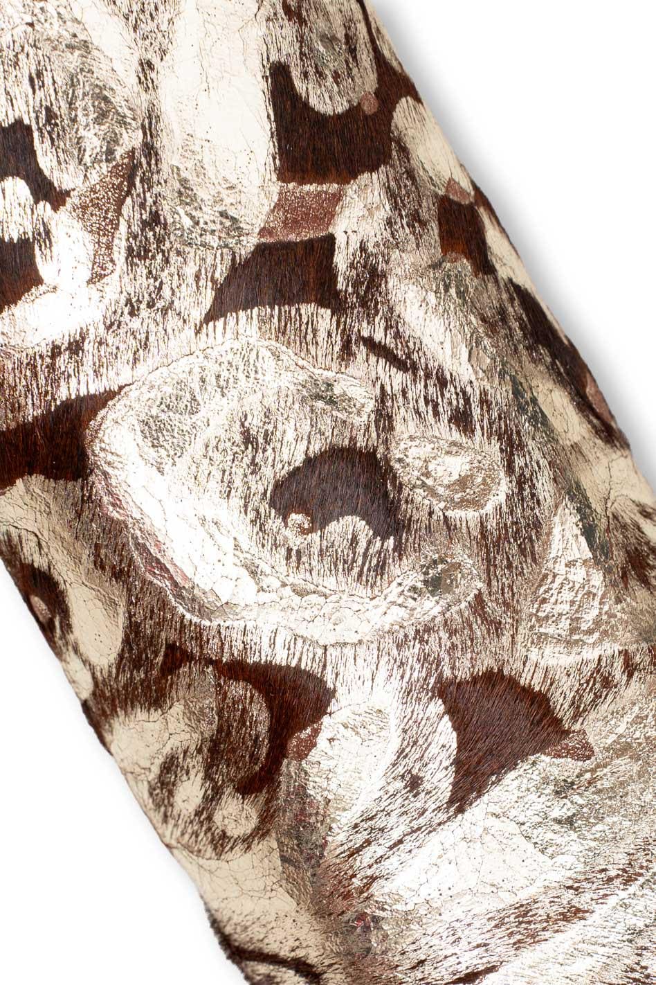 LEOPARD textured hair on leather hide, light gold animal print on brown PONY calfskin, soft hairy cowhide B19694-CV LaGarzarara
