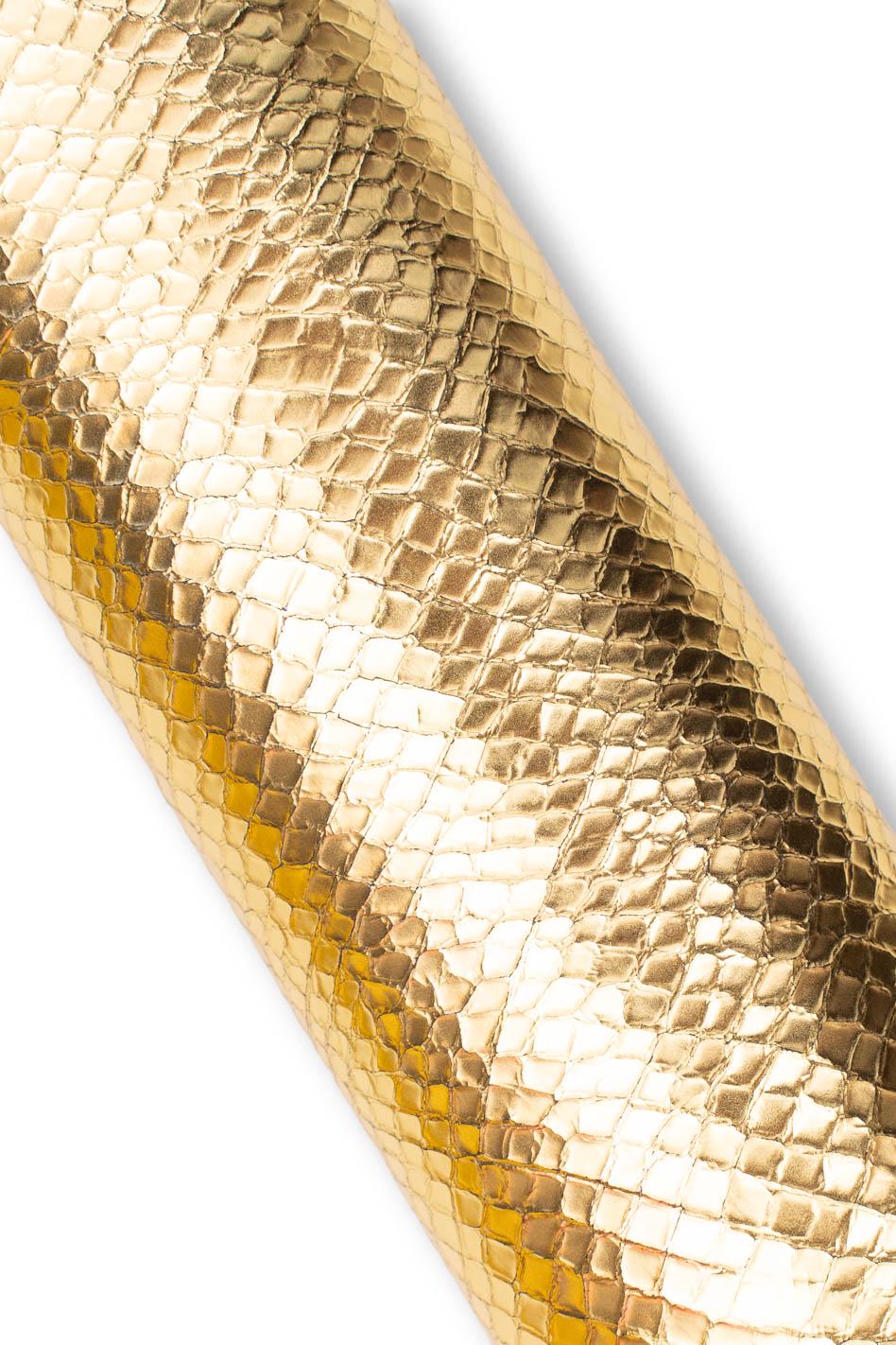 Pack of 3 gold METALLIC leather skins, smooth or printed SPARKLE goatskins, soft materials for crafters B19511-MT(st) La Garzarara