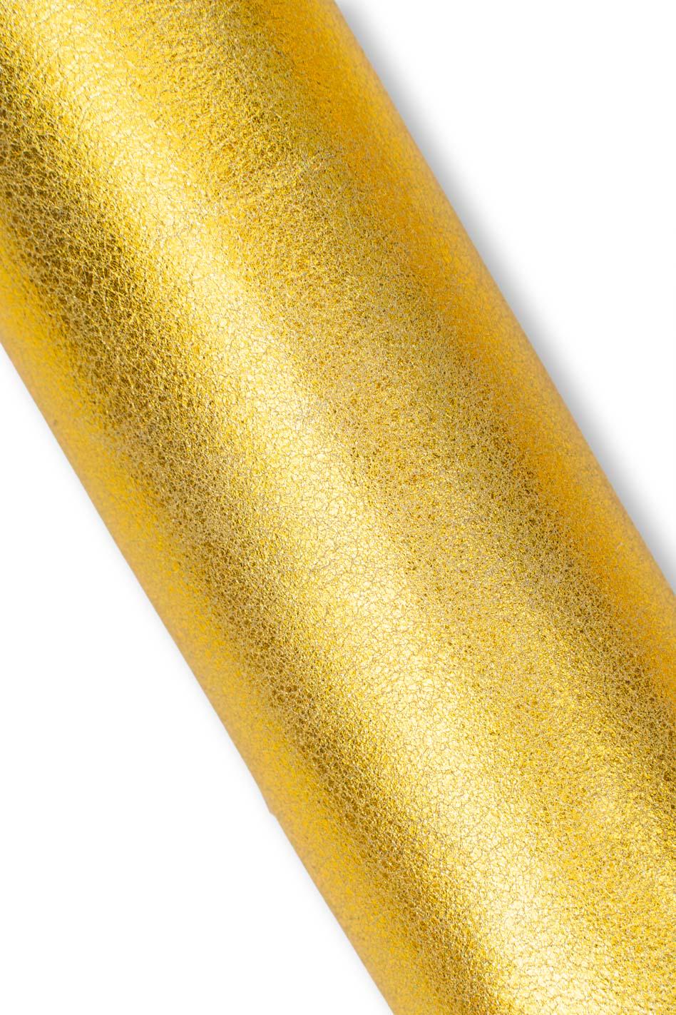 Pack of 3 gold METALLIC leather skins, smooth or printed SPARKLE goatskins, soft materials for crafters B19511-MT(st) La Garzarara