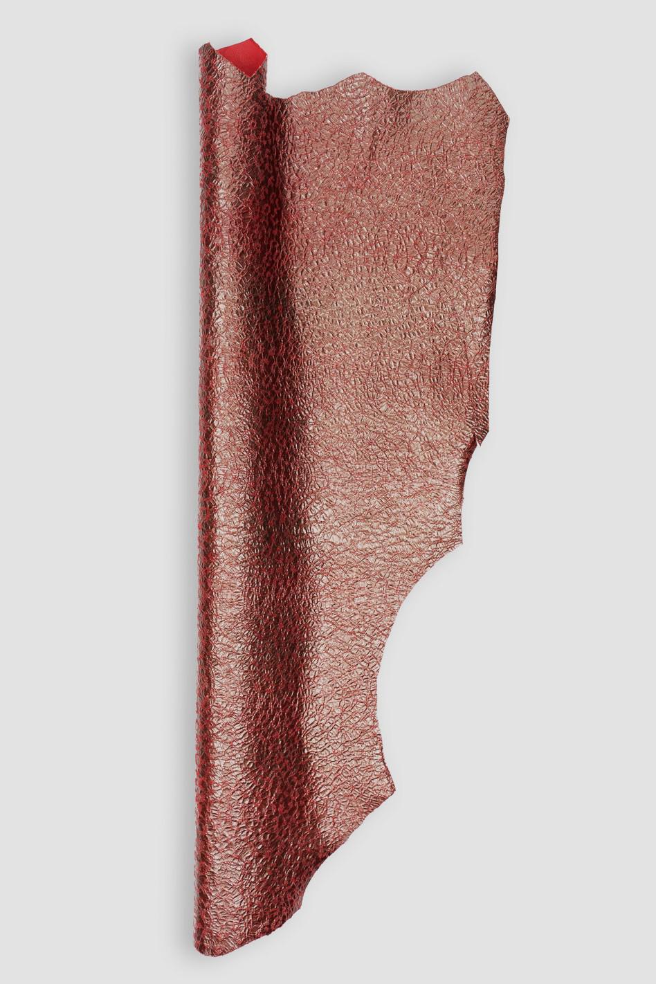 WHOLESALE Leather skins - pack of 3 RED leather skins, crackle and python printed goatskins, as per picture B19505-ST La Garzarara