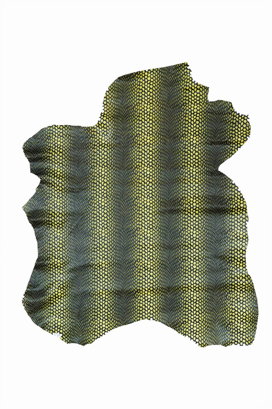 SNAKE textured leather skin, REPTILE pattern on semi glossy goatskin, python printed hide for carfters B19659-ST La Garzarara