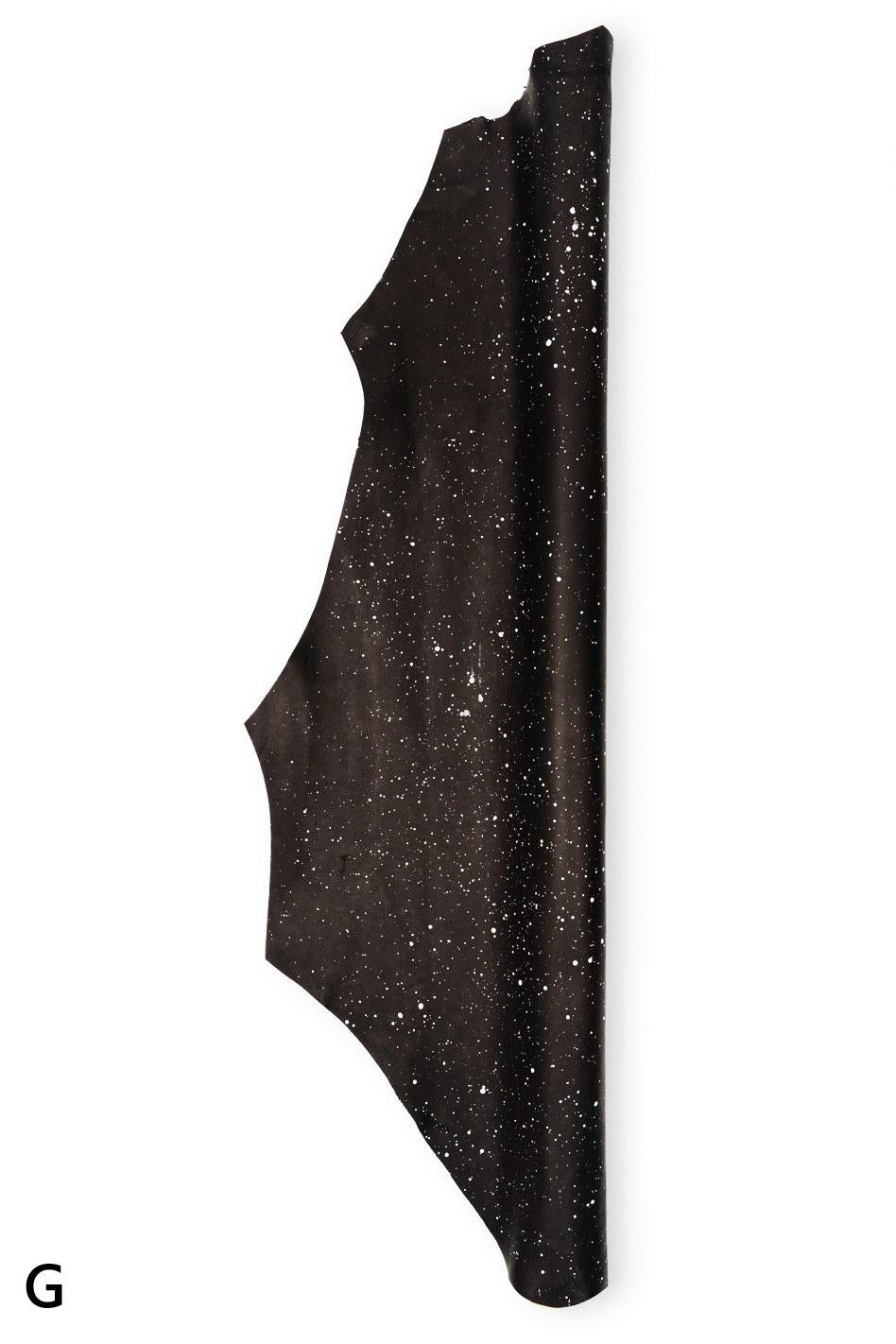 INK SPLATTER leather skin, black nappa sheepskin with abstract print, soft material for hobbyists B19457-ST La Garzarara