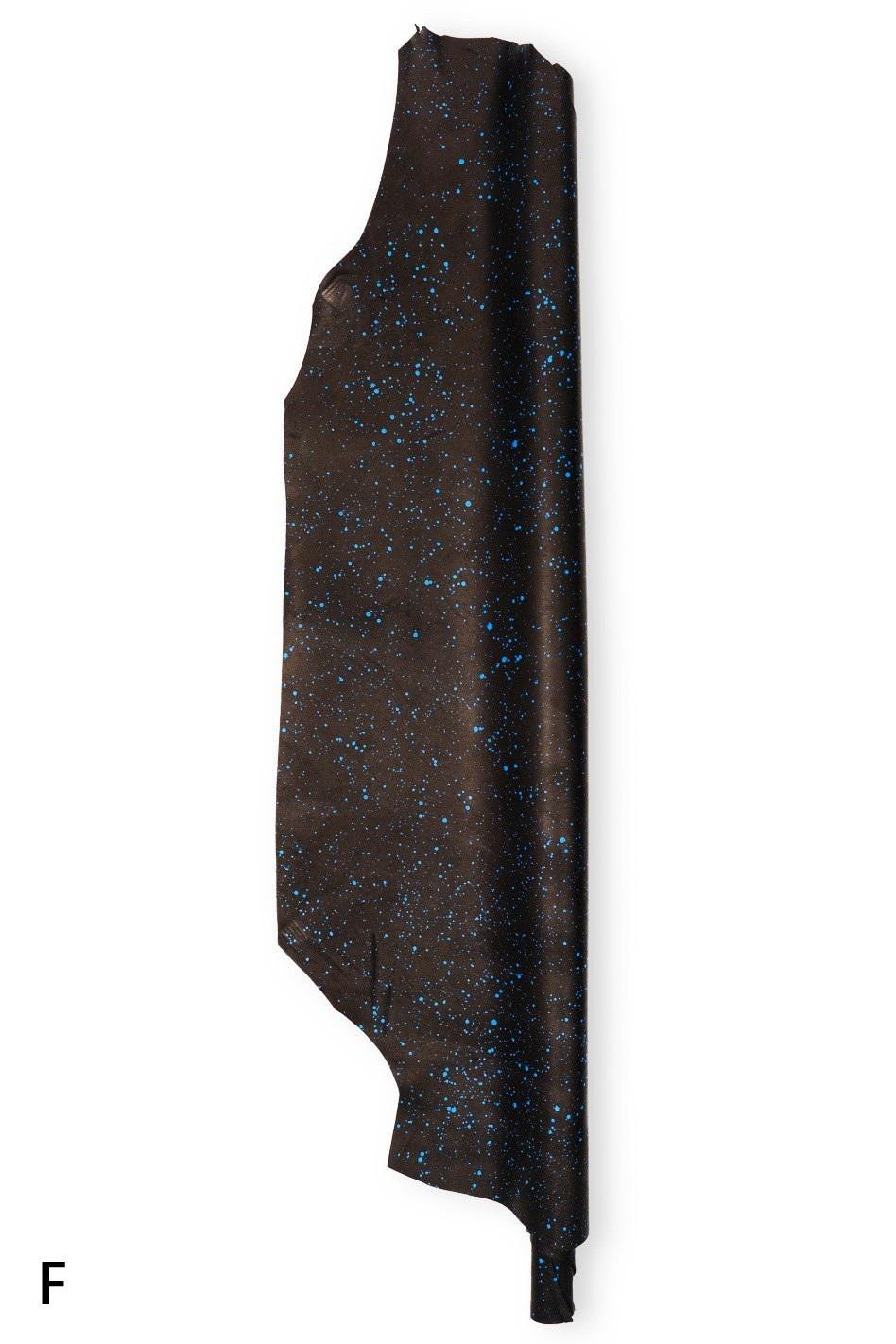 INK SPLATTER leather skin, black nappa sheepskin with abstract print, soft material for hobbyists B19457-ST La Garzarara