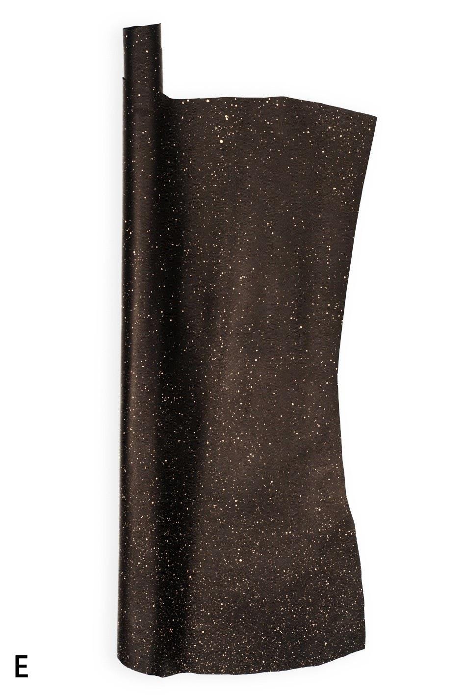INK SPLATTER leather skin, black nappa sheepskin with abstract print, soft material for hobbyists B19457-ST La Garzarara