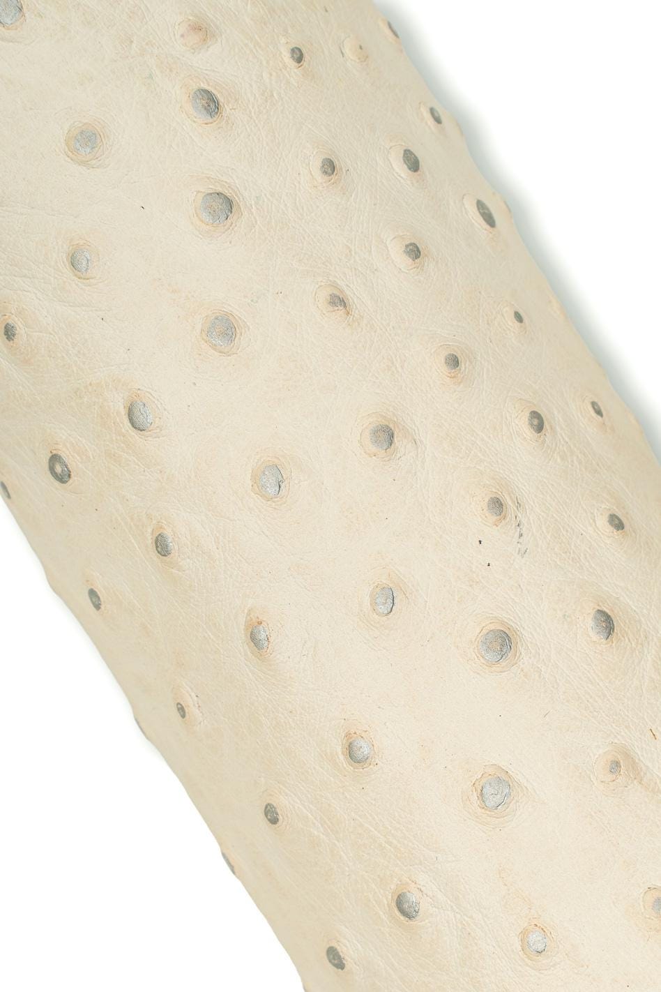 Milk white OSTRICH printed leather hide, elegant EMBOSSED calfskin, classic cowhide for diy projects B19663-ST La Garzarara