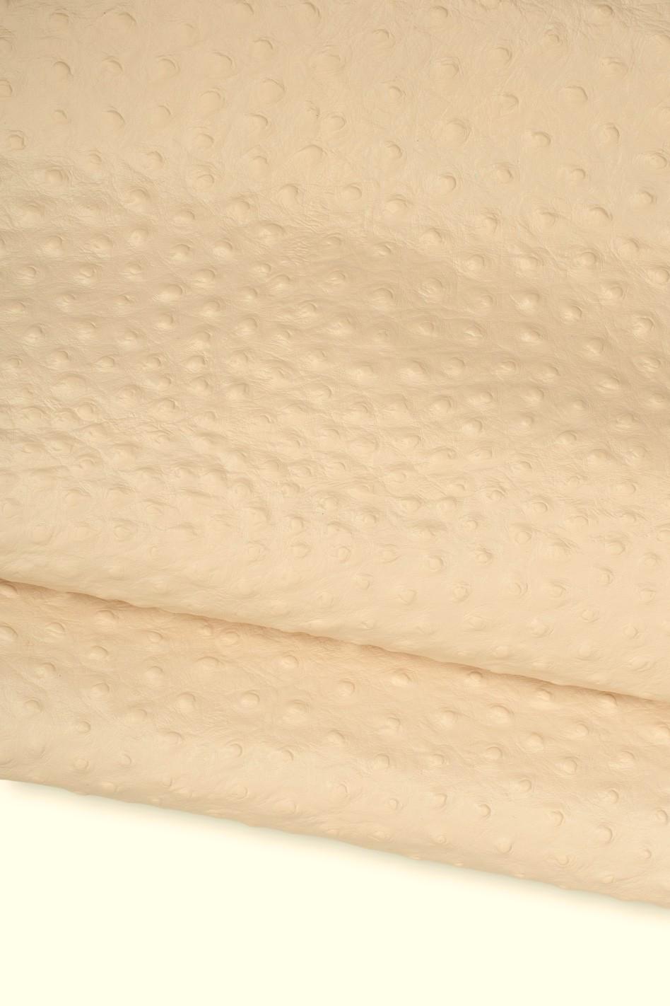 Cream OSTRICH embossed leather hide, milk white elegant printed calfskin, classic cowhide for crafters B19667-ST La Garzarara