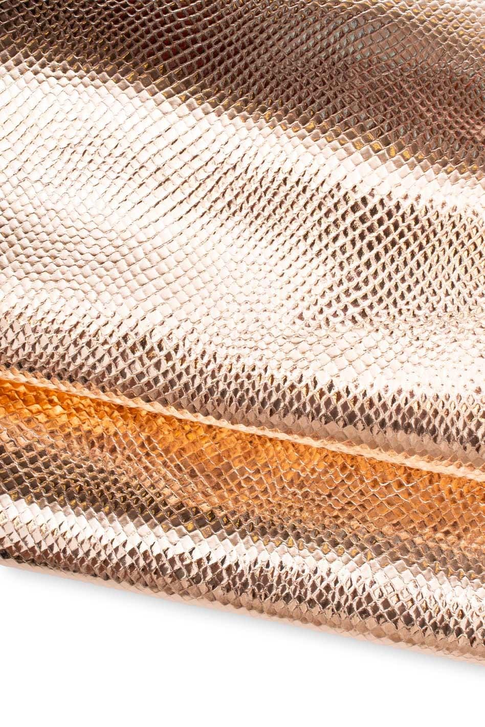 Light gold PYTHON leather skin, reptile printed METALLIC goatskin, elegant soft glossy hide, ideal for crafting B19655-MT(st) La Garzarara