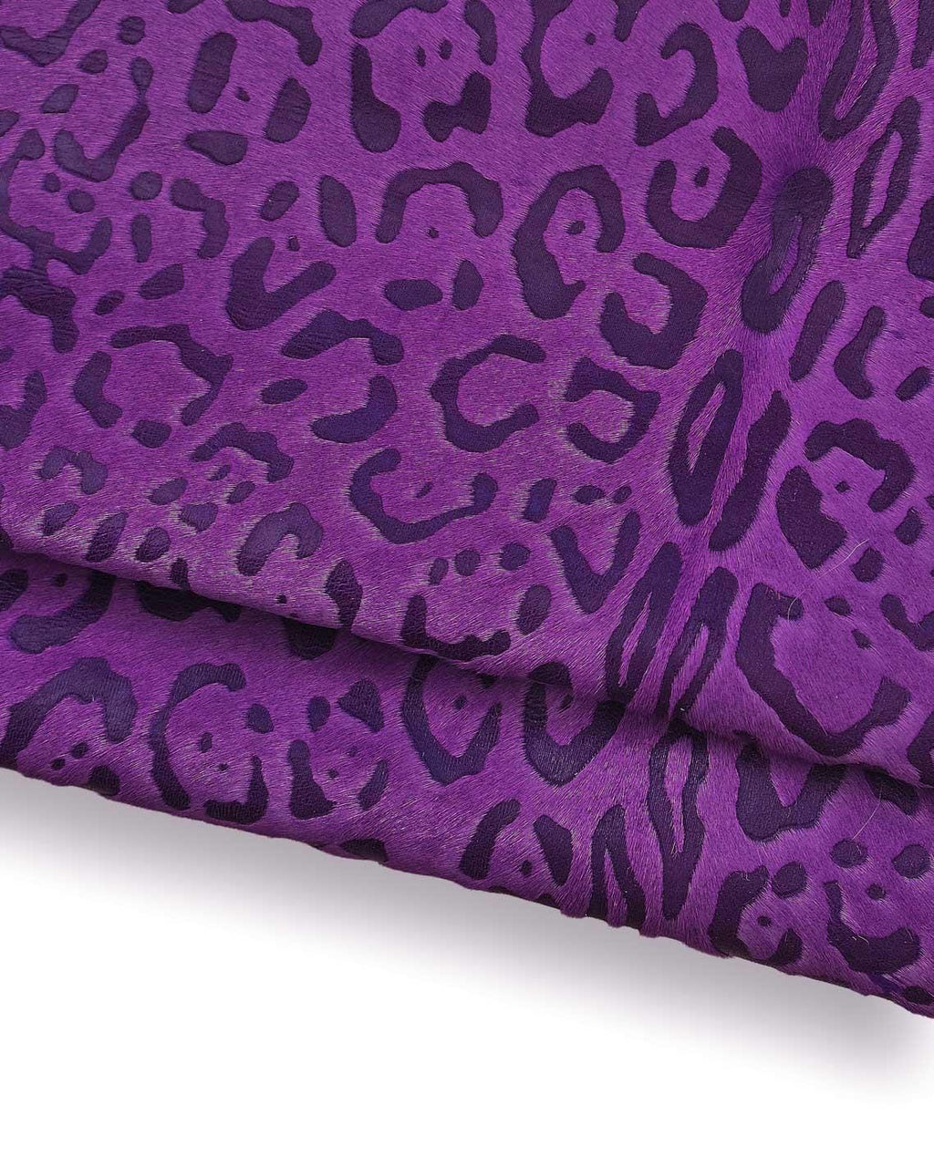 Cheetah printed HAIR ON leather hide, PURPLE animal textured pony calfskin, luxurious material for crafting B18375-cv La Garzarara