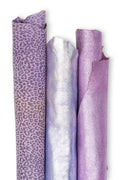 Bundle of 3 high quality goatskins: 1 purple and 1 silver metallic goatskin matching to 1 lilac leopard suede skin B18305-MT(st)