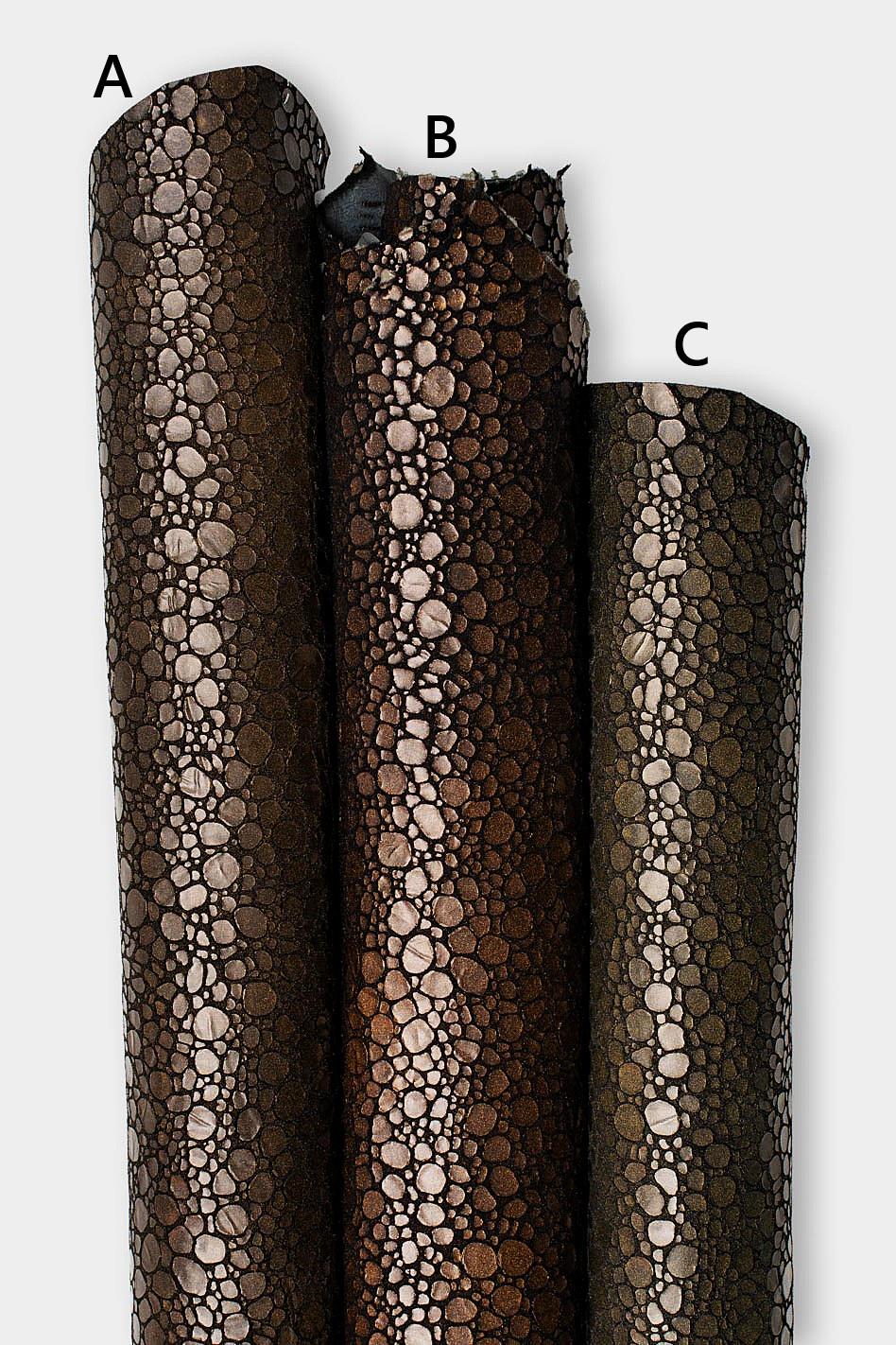 Metallic CROCODILE printed leather skins, bronze, brown, green soft GLITTER goatskins, sparkle materials B19494-MT(st) La Garzarara