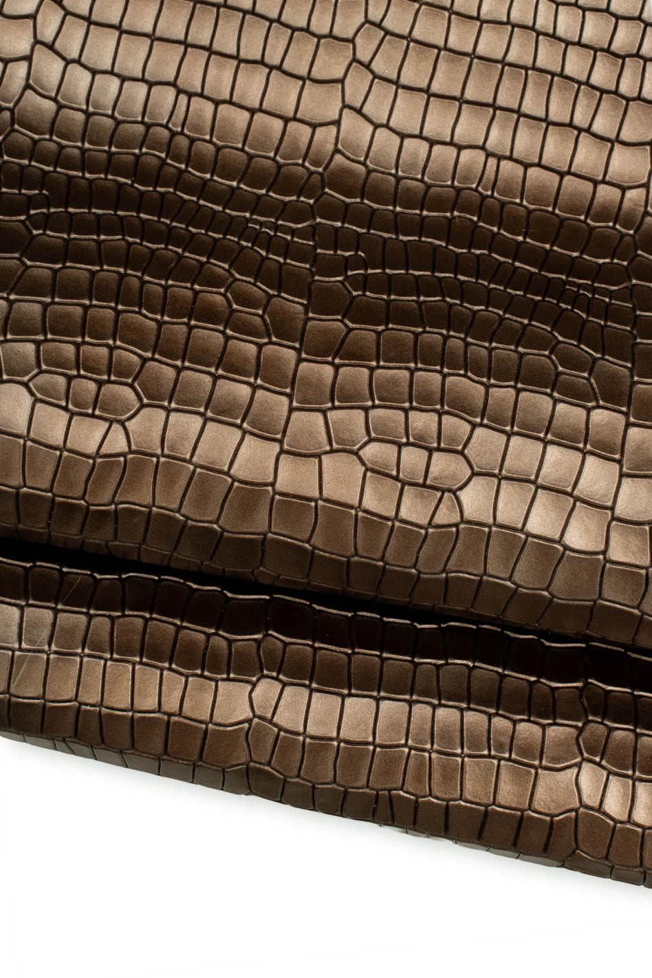 Brown CROCODILE embossed cowhide, alligator printed calfskin, soft CARVED leather hide for crafters 0.9 - 1.2 mm B19612-ST La Garzarara