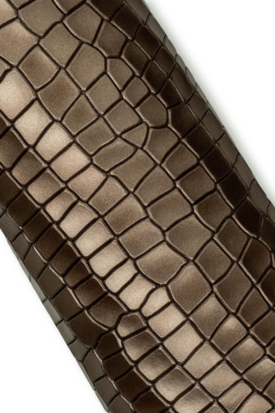 Brown CROCODILE embossed cowhide, alligator printed calfskin, soft CARVED leather hide for crafters 0.9 - 1.2 mm B19612-ST La Garzarara