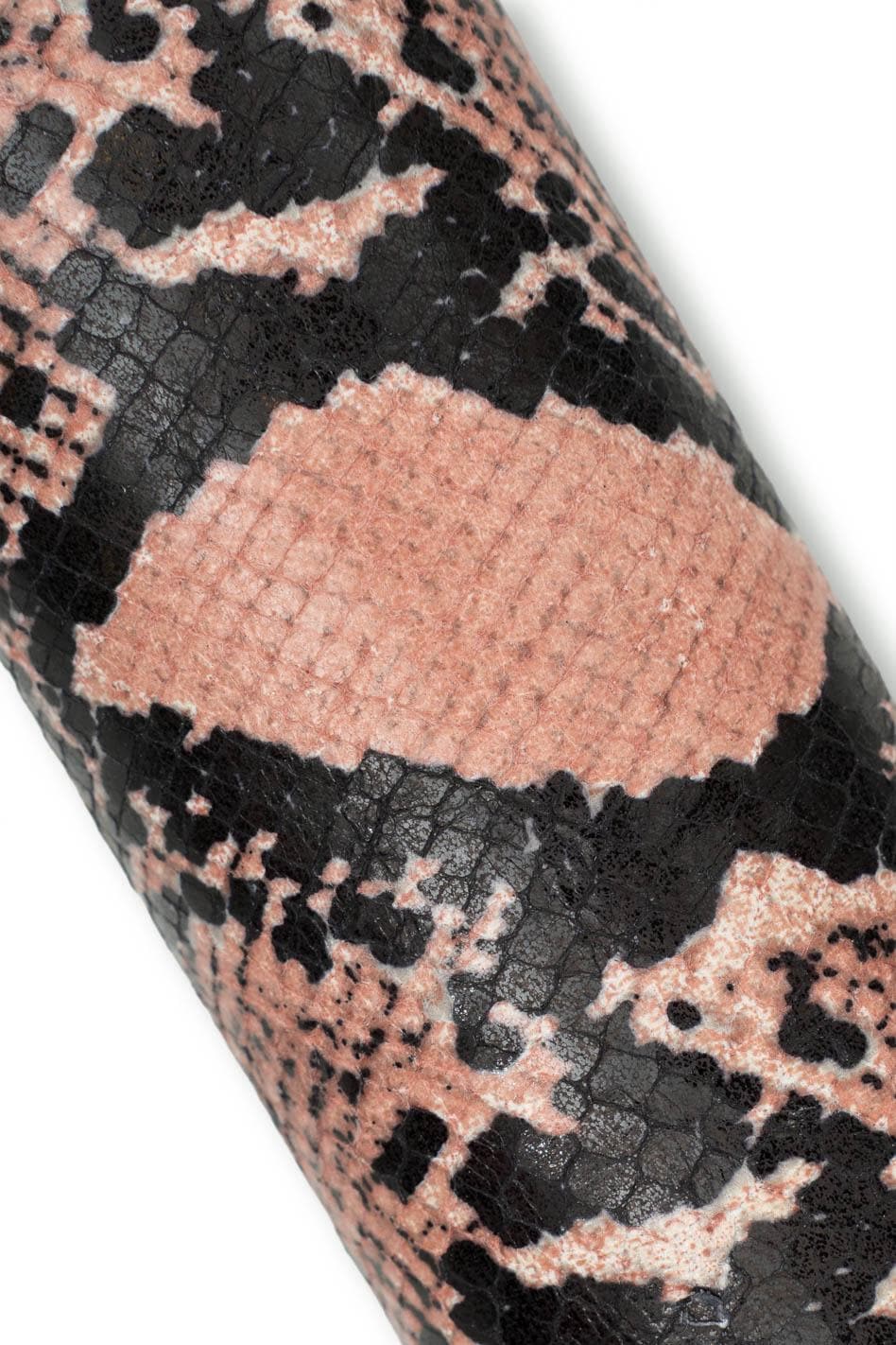 Pink - black textured PYTHON leather skin, classic MATT snake printed goatskin for bags and purses B19660-ST La Garzarara