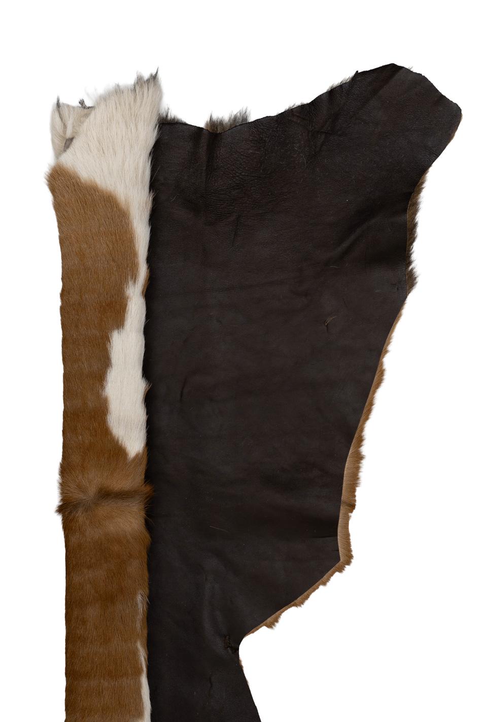COW printed hair on leather hide, brown - cream textured PONY calfskin, luxurious soft material for crafters B19696-CV La Garzarara