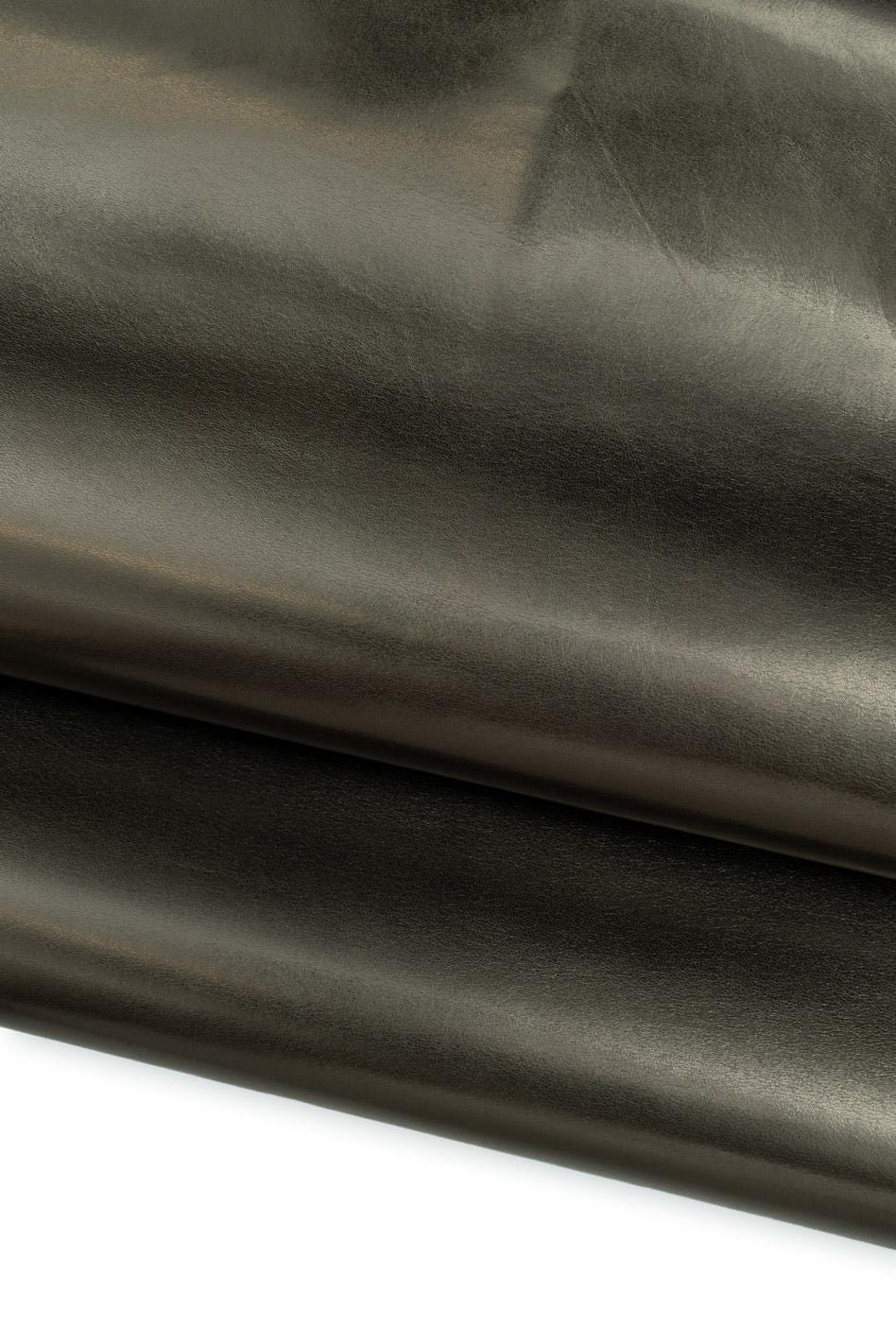 Gunmetal SMOOTH leather skin, METALLIC soft goatskin, bright sparkle material for diy projects B19575-MT La Garzarara