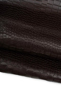 Dark brown CROCODILE embossed leather hide, alligator printed cowhide, soft calfskin for crafting creations B19614-ST La Garzarara