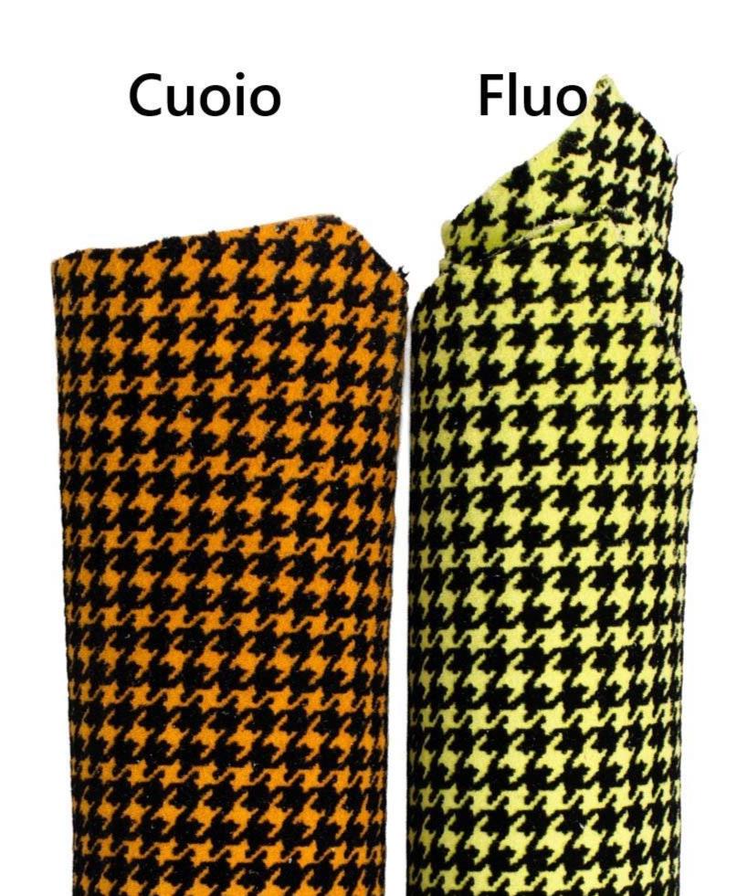 HOUNDSTOOTH textured leather skin, tan and green neon, suede goatskin, soft and matt hides for DIY B19737-ST La Garzarara