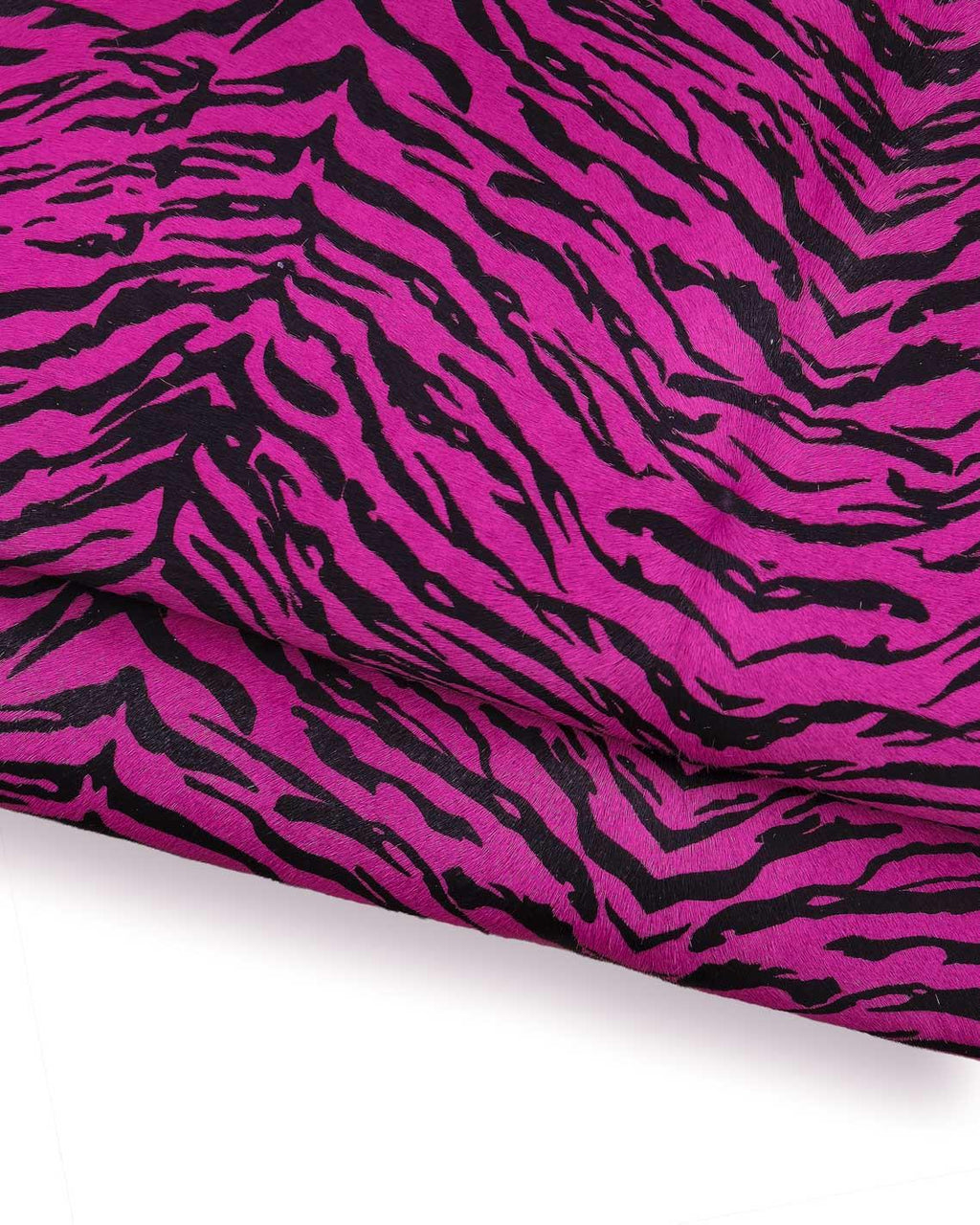 Zebra textured hair on leather hide, fuchsia and black animal print on CAVALLINO HAIRY cowhide, elegant pony leather for crafting B18377-CV