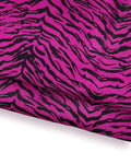 Zebra textured hair on leather hide, fuchsia and black animal print on CAVALLINO HAIRY cowhide, elegant pony leather for crafting B18377-CV