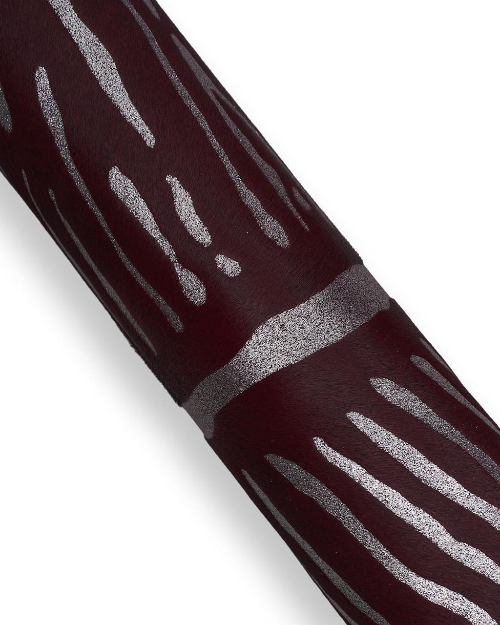 Zebra textured CAVALLINO hair on leather hide, burgundy SILVER animal printed cowhide, pony calfskin for diy projects B18374-cv La Garzarara