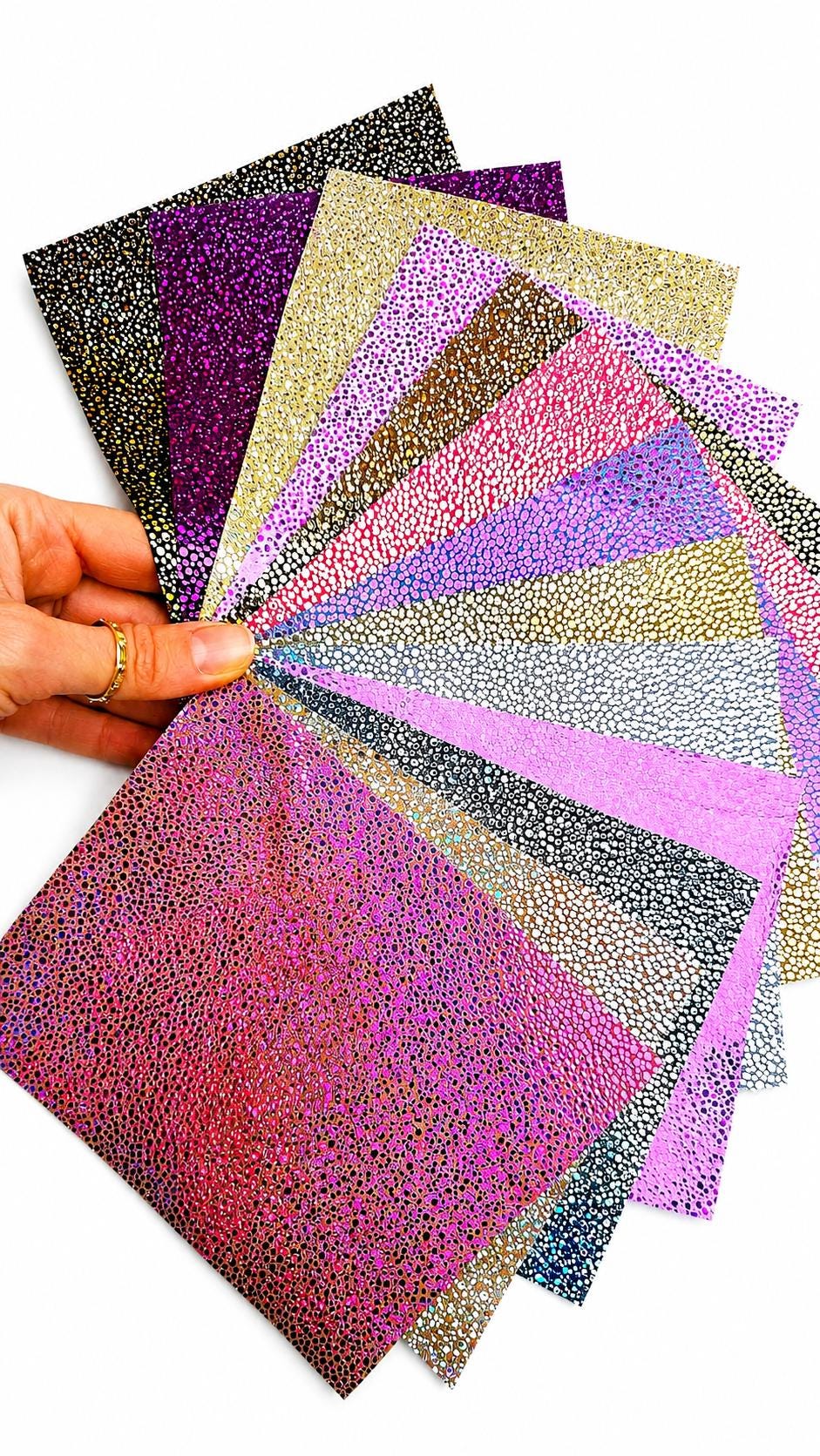 Iridescent Leather Scraps Set of 10, Holographic Shimmer and Color Shift Pieces for Earrings Jewelry and Crafts 6x5" / 15x12 cm RT261