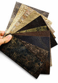 Gold Bronze Leather Scraps, Black and Brown Selected Remnants, Exotic Textures Metallic Prints and Special Finishes as per pictures RT205