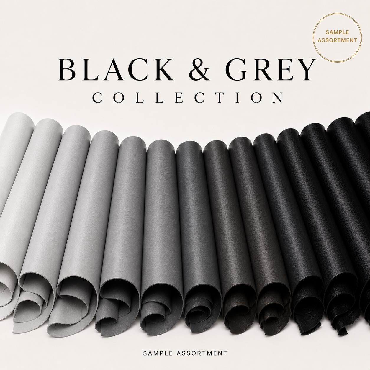 BLACK and GREY leather bundle, genuine leather hides, calfskin, lambskin, pebbled, smooth and exotic embossed leather for leathercrafts