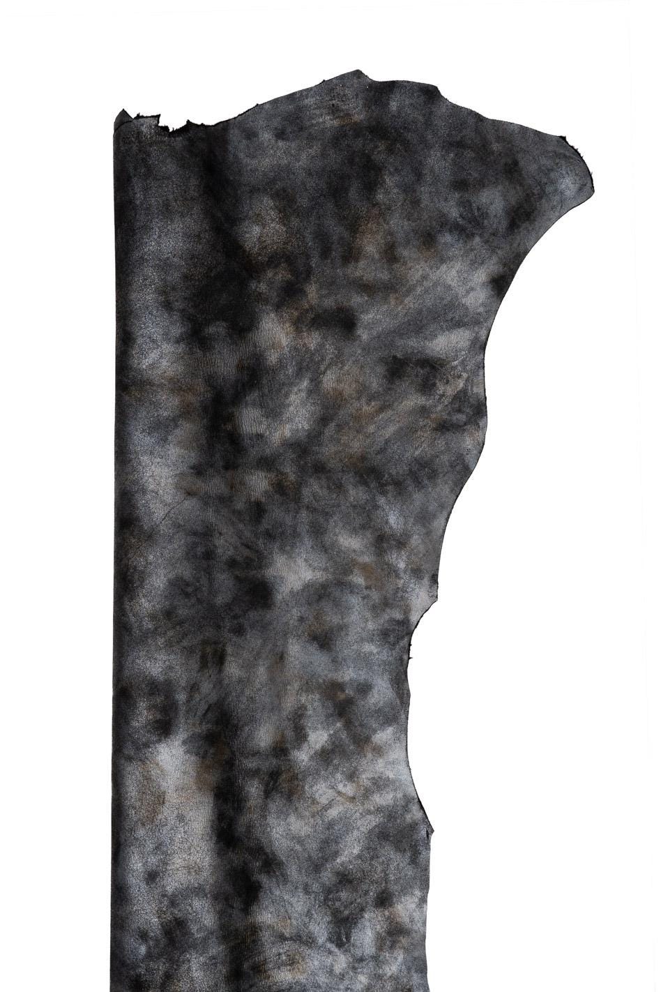 Steelmetal TIE- DYE printed leather skin, grey metallic suede sheepskin, soft shaded lambskin for crafters B19589-MT(st) La Garzarara