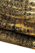 METALLIC textured leather skin, gold REPTILE print on black suede goatskin, glossy soft hide for crafters B19573-MT(st) La Garzarara