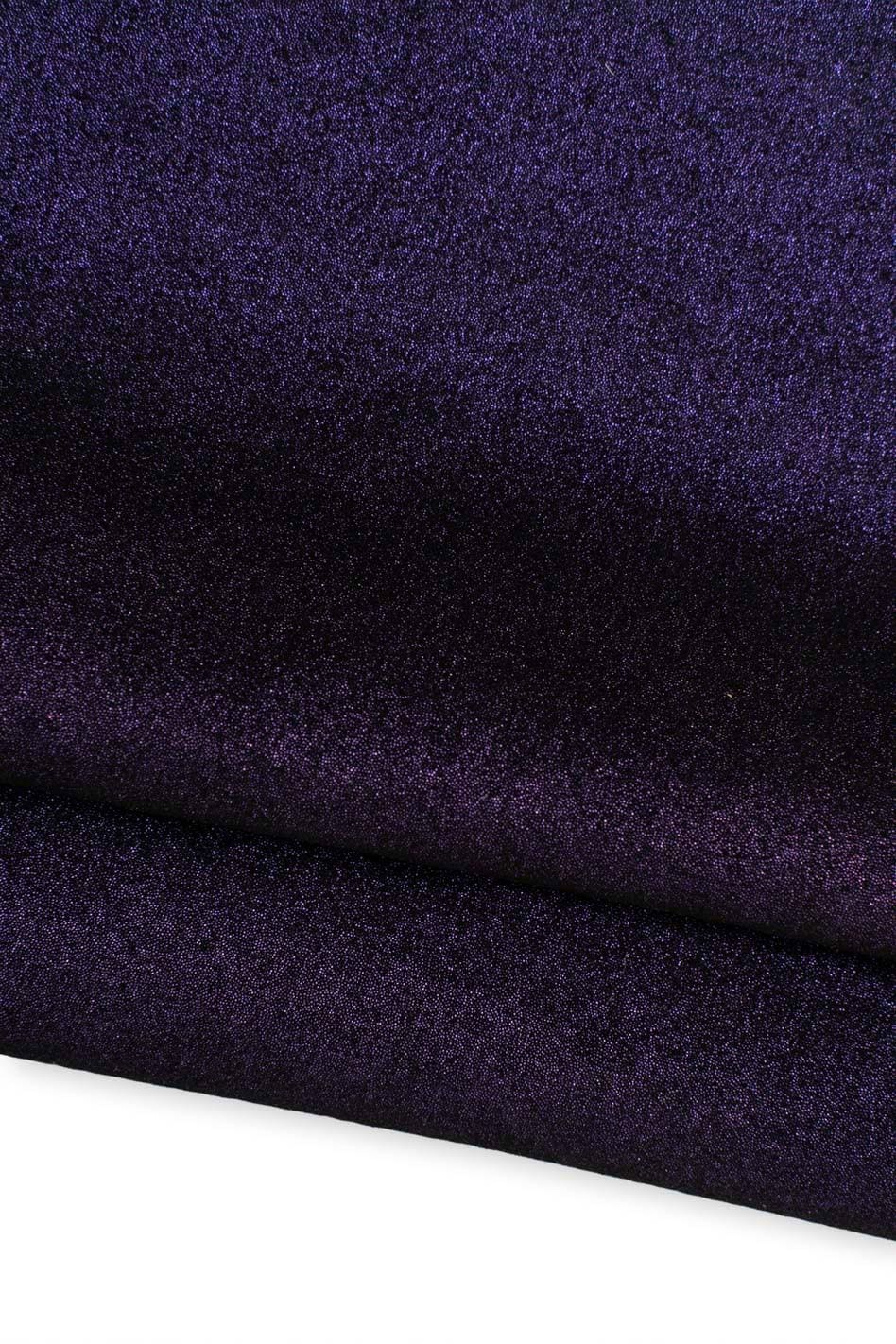 Purple METALLIC leather skin, GLITTER finish on suede goatskin, bright sparkle soft material for jewelry B19562-MT La Garzarara